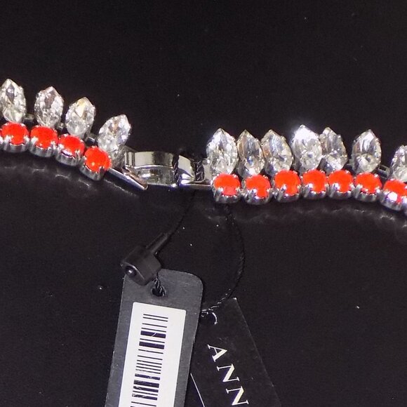 New $148 Ann Taylor Pronged Crystal & Neon Pink Statement Bling Collar Necklace - Picture 7 of 9